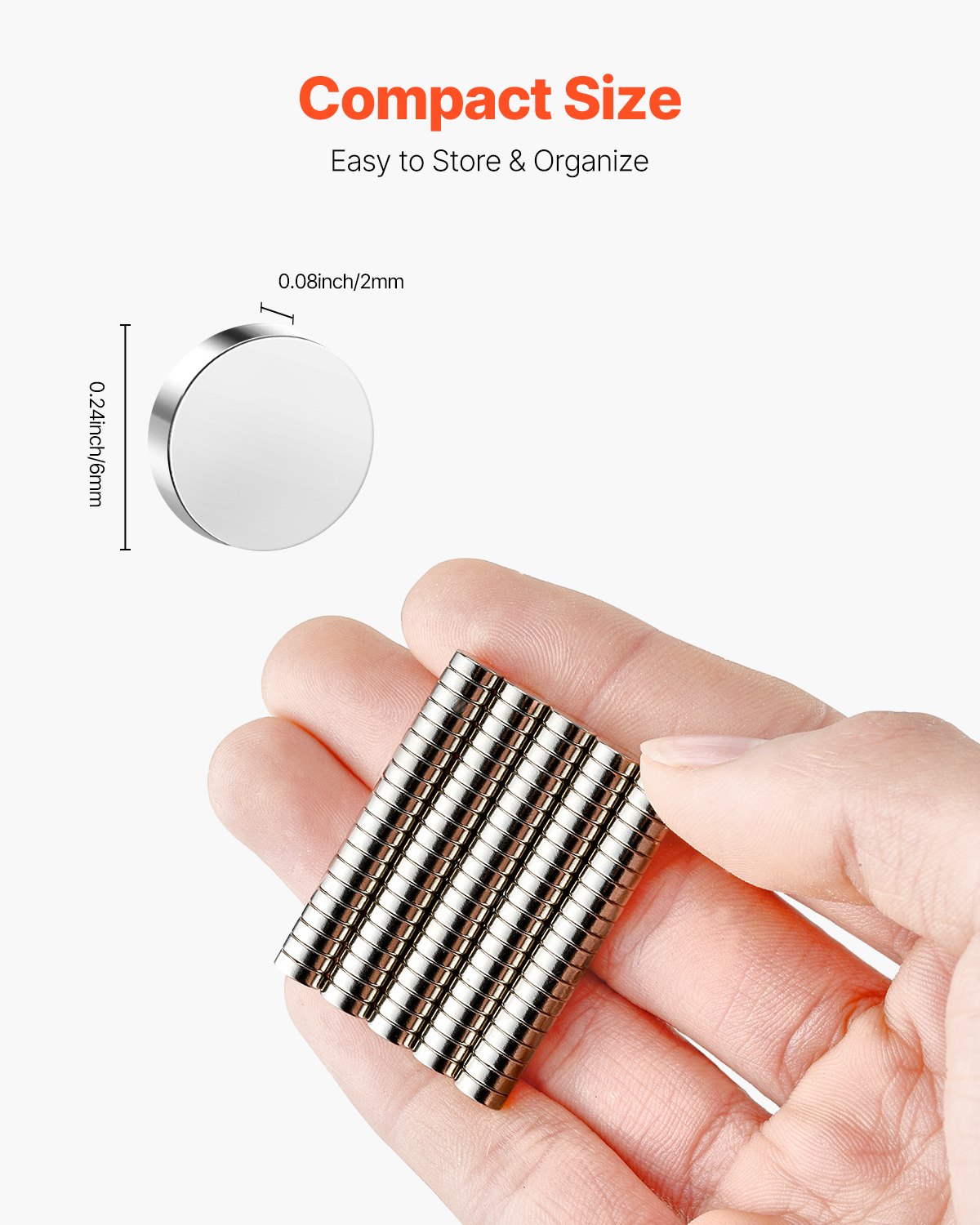 VEVOR Rare Earth Magnets, 100 Pcs Strong Round Small Neodymium Magnets ...