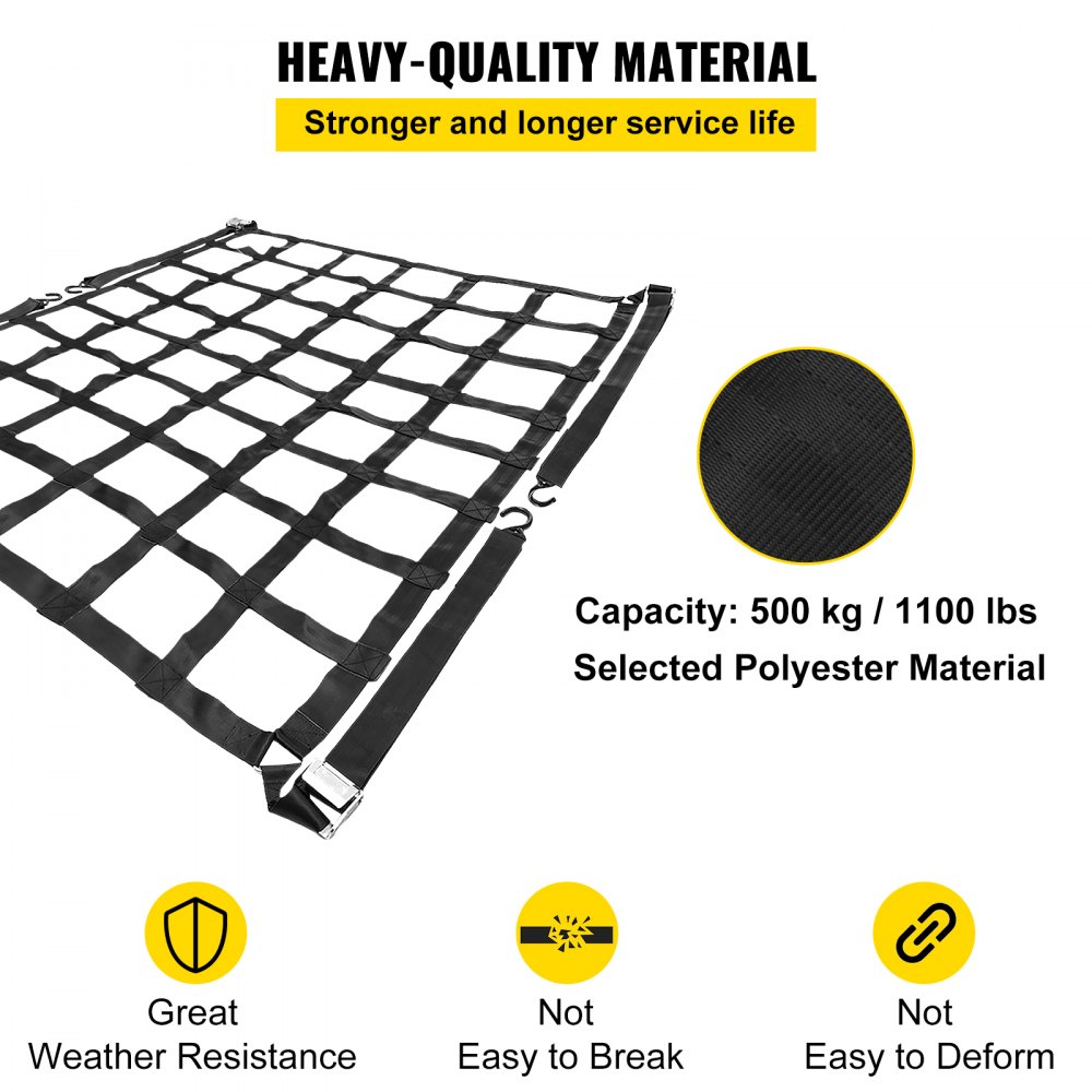 VEVOR Cargo Net with Mesh, Truck Bed Cargo Net Capacity 1100LBS, Heavy