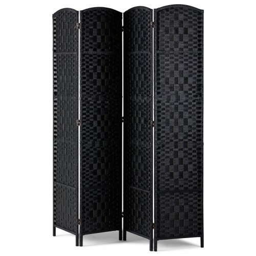 Ecolinear 4-Panel Room Divider – Black Folding Privacy Screen For Home Or Office