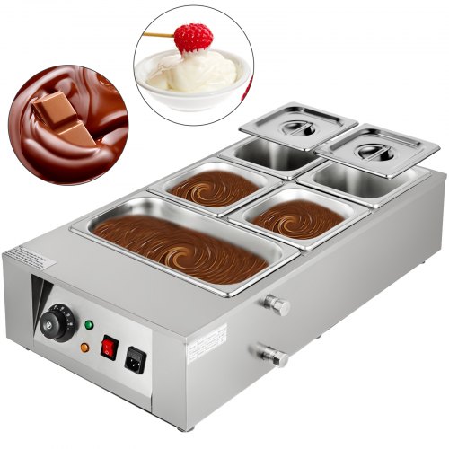 VEVOR 1KW Electric Chocolate Melting Pot Machine 5 Tanks 26.45lbs Capacity Commercial Home