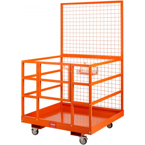 VEVOR Forklift Safety Cage Work Platform 43X45in 1400lbs w/ Wheels for ...