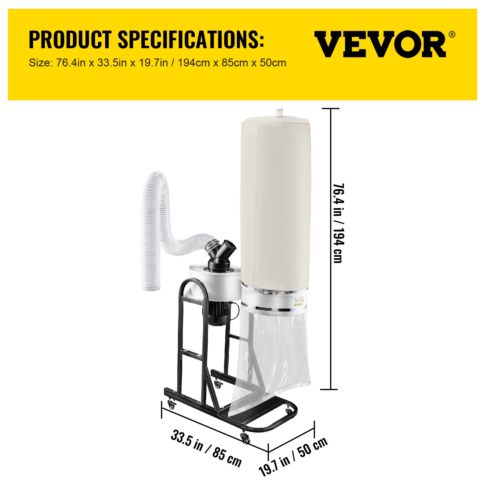 VEVOR Vortex Dust Collector Woodworking Dust Collector 1.5HP 220V w ...