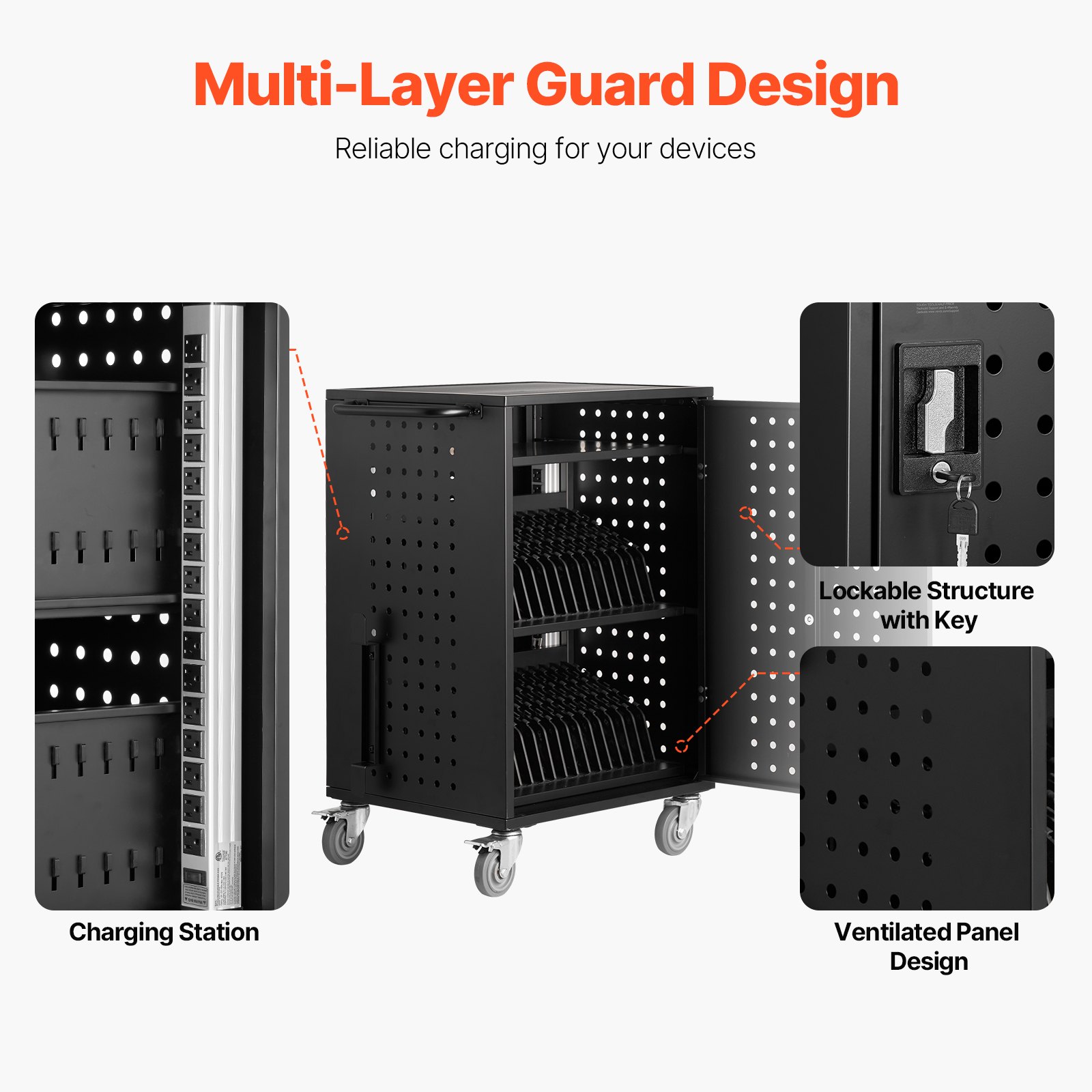 VEVOR Tablet Charging Cart — Mobile Cart for 32 Devices