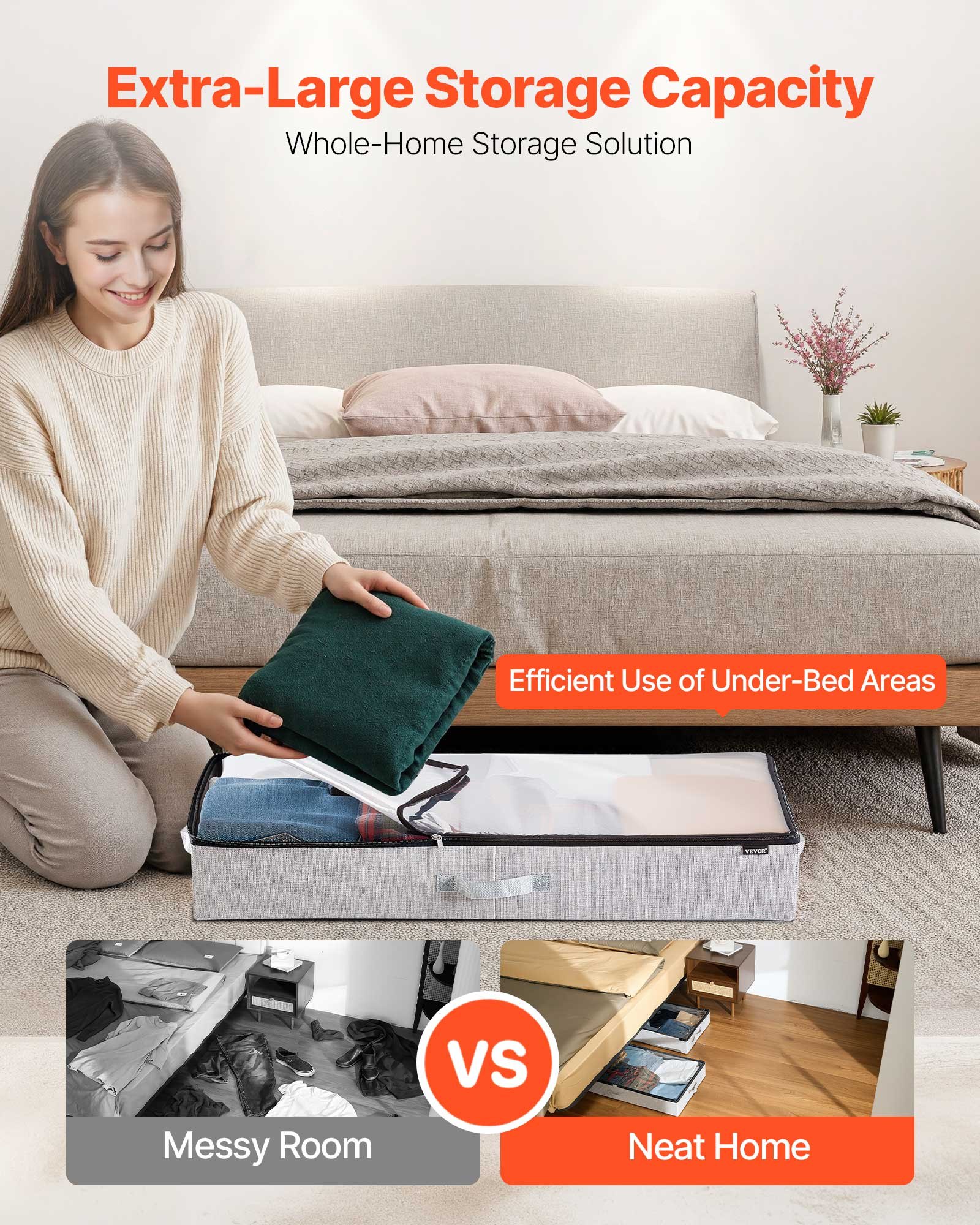 VEVOR Blanket Storage Under Bed – 33.5 x 16.9 x 4.7 Inch