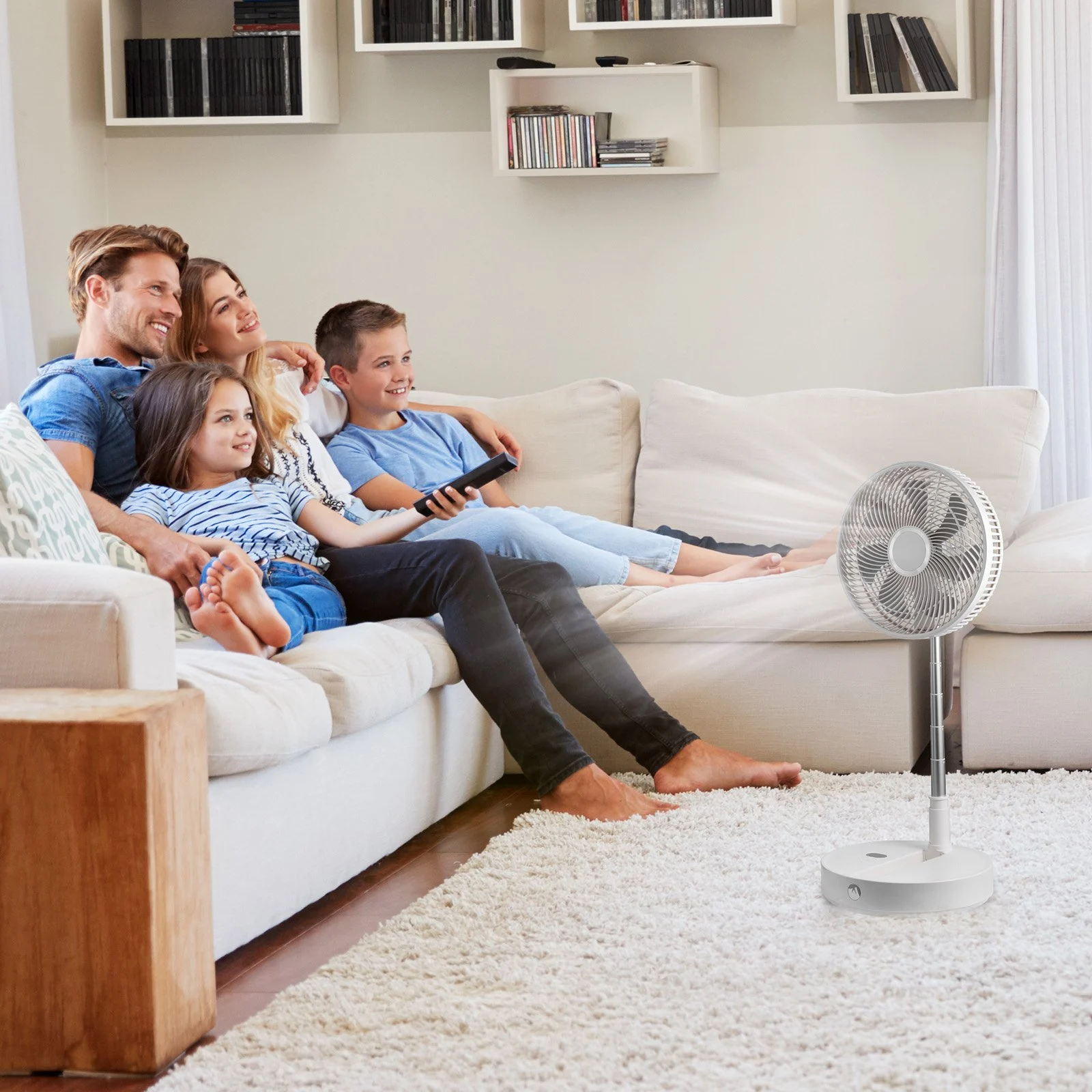 VEVOR 12 Inch Foldable Oscillating Standing Fan with Remote Control, 4 ...