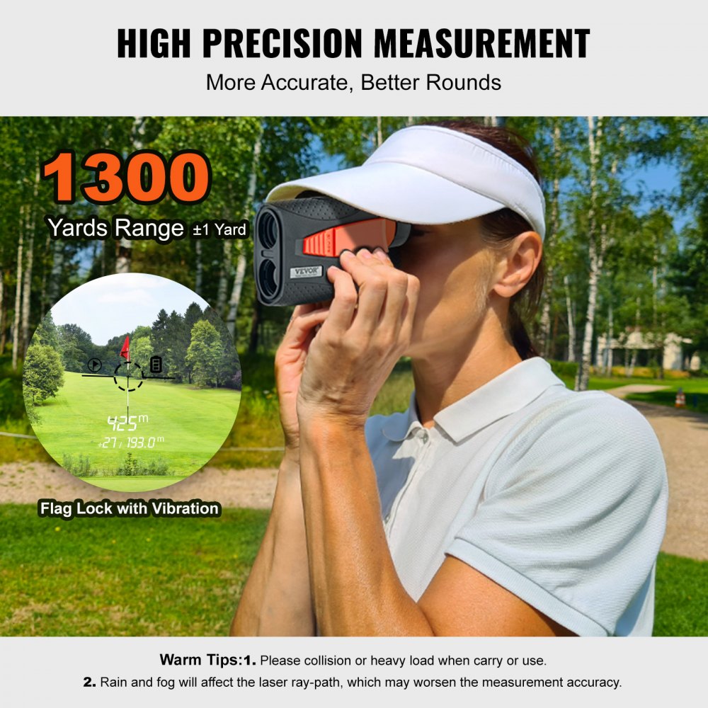 VEVOR Magnetic Golf Rangefinder, 1300 Yards Laser Golfing Hunting Range  Finder, 6X Magnification Golfing Accessory with Distance Measuring,