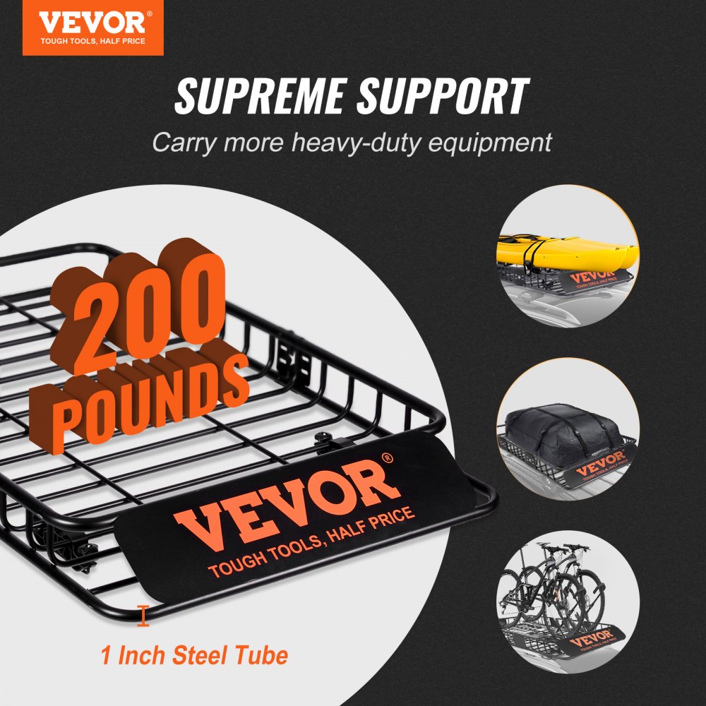 VEVOR Roof Rack Cargo Basket, 64" x 39" x 6" Rooftop Cargo Carrier with