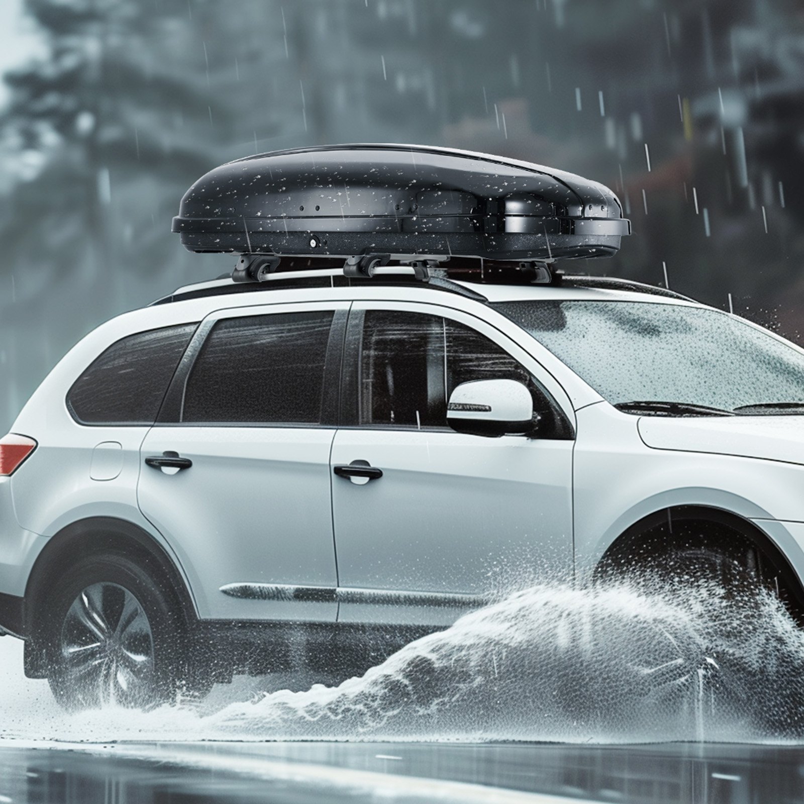 VEVOR Rooftop Cargo Carrier, 220 L Roof Cargo Box, ABS Hard Shell Roof ...
