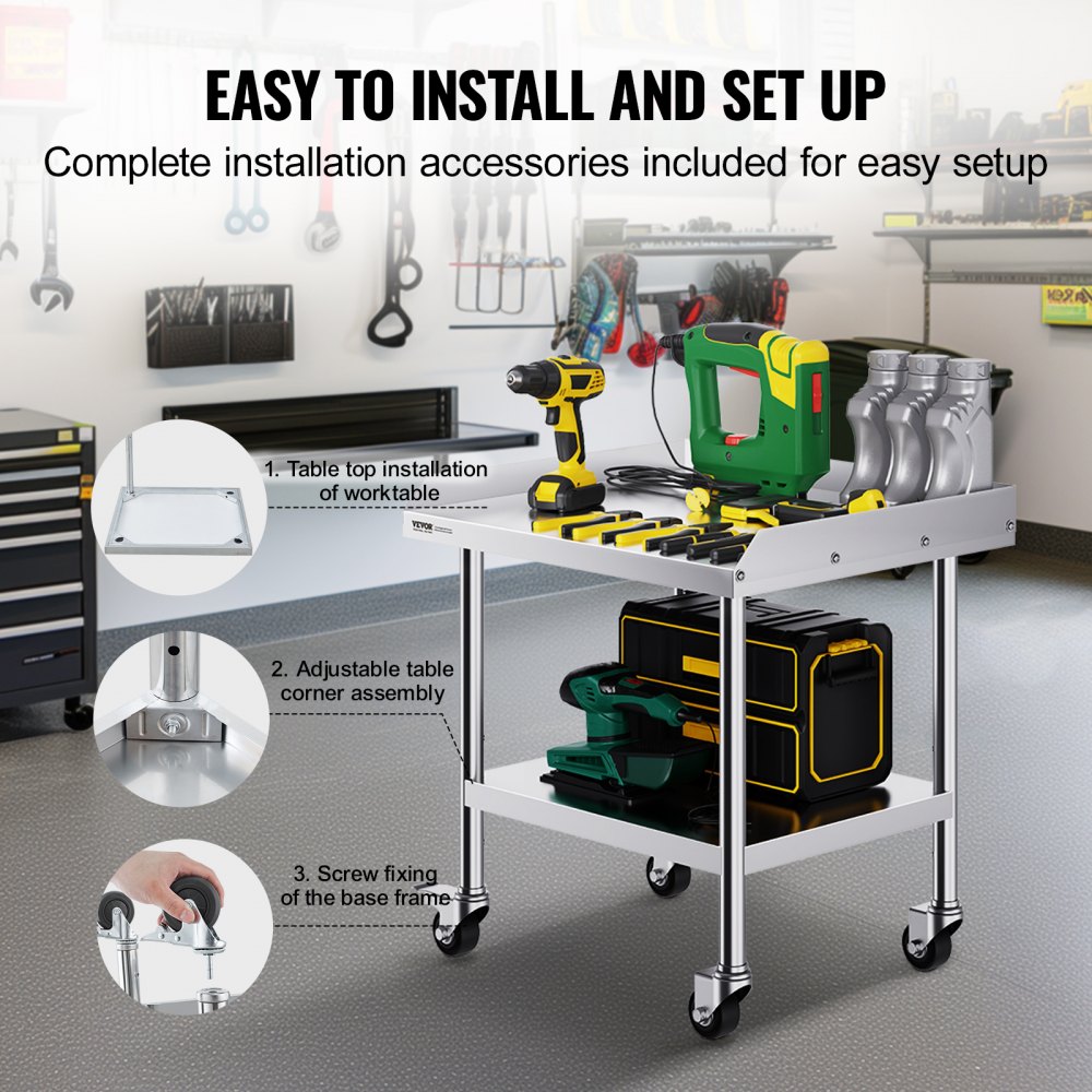 Pracovní stůl VEVOR z nerezové oceli 24\ - miniatura 6