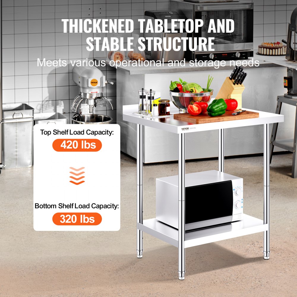 VEVOR 24 x 30 x 36 Inch Stainless Steel Work Table, Commercial Food ...