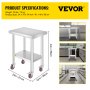 VEVOR 24x18x34 Inch Stainless Steel Work Table 3-Stage Adjustable Shelf ...