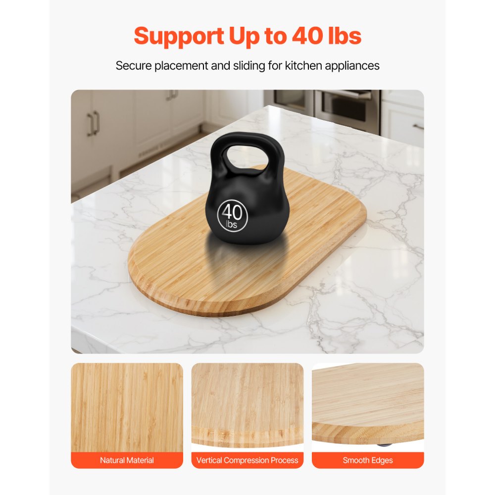 Tappetino Scorrevole In Bambù Per Planetaria KitchenAid 4.5-5 Qt (modelli 5K45SS, 5KSM175PS) - Vassoio Mobile Per Miscelatore, Protegge Il Piano Di Lavoro - 5
