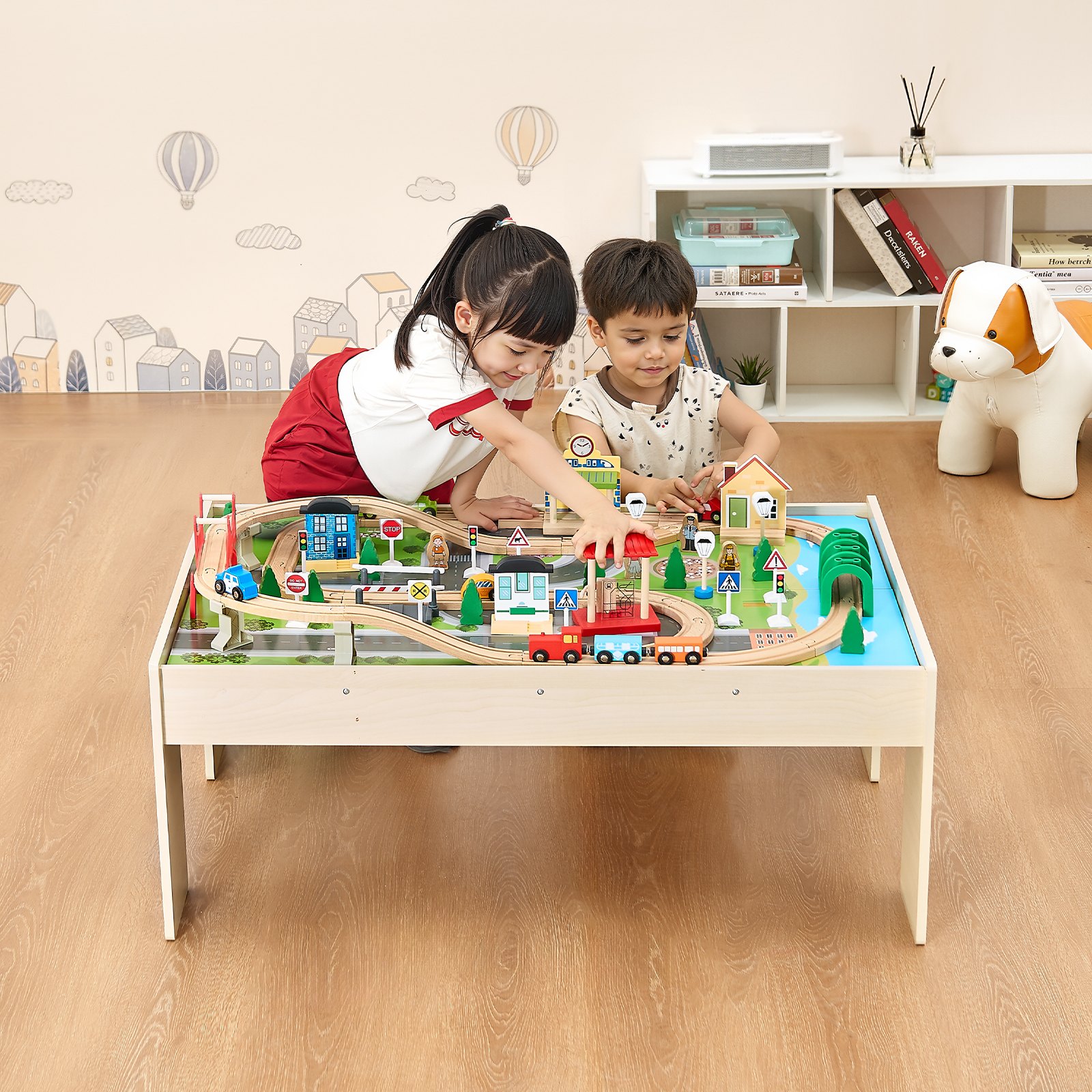 VEVOR Train Table Set — Wooden 84-PCS Kids Fun and Learning