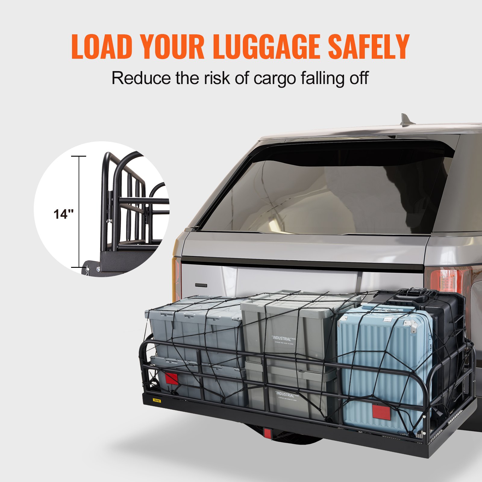 VEVOR 60 x 24 x 14 in Hitch Cargo Carrier, 400lbs Capacity Folding ...