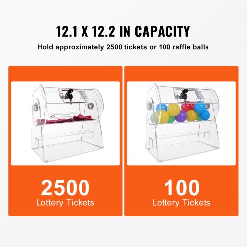 VEVOR Acrylic Raffle Drum, Professional Raffle Ticket Spinning Cage ...