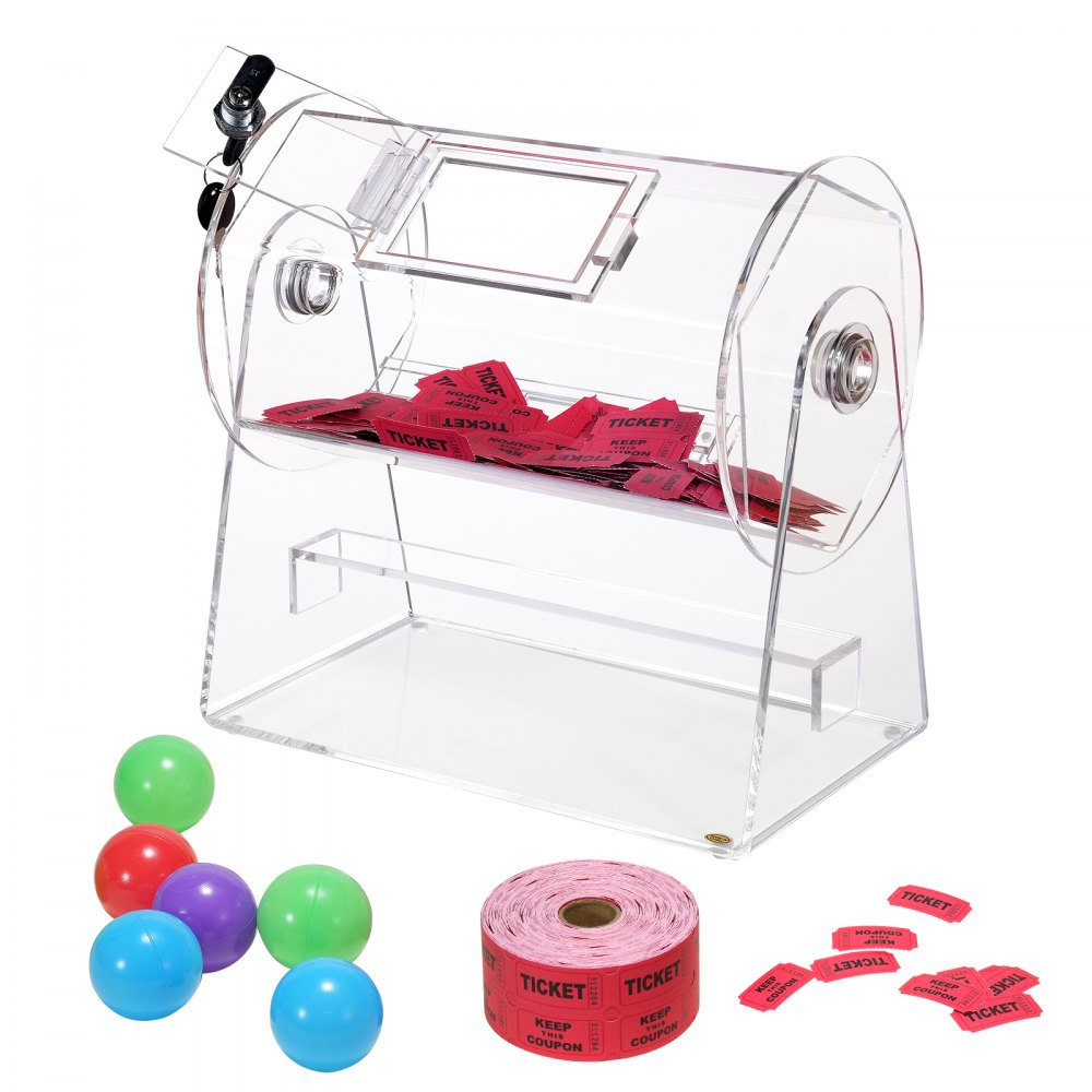 VEVOR Acrylic Raffle Drum, Professional Raffle Ticket Spinning Cage ...