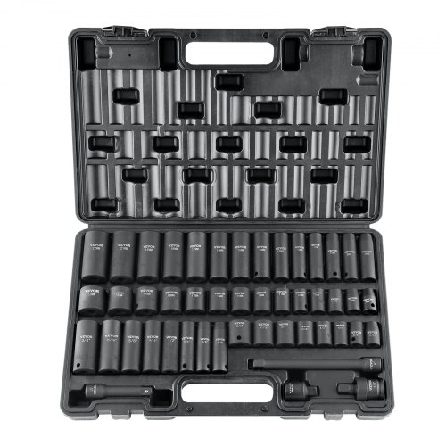 VEVOR 3/8 Impact Deep Socket Set – 48-Piece, 6 Point, Cr-V