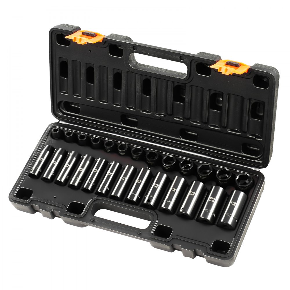 VEVOR Impact Socket Set 3/8 Inches 26 Piece Impact Sockets, Deep ...