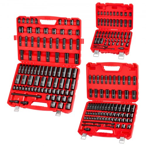 VEVOR 6 Point Impact Socket Set – 210 Pc, 1/4, 3/8, 1/2 Inch