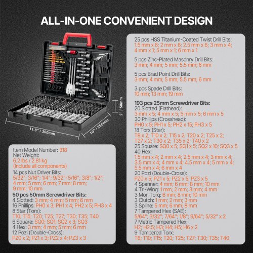 VEVOR Drill Bit Set 101PCS Screwdriver Bit Set with Carrying Case Multi-purpose