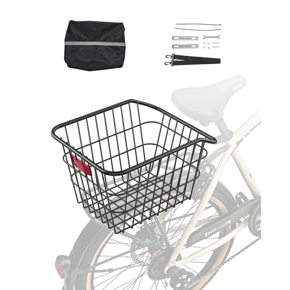 VEVOR Rear Bike Basket – 50 lbs Capacity, Metal Wire Rack