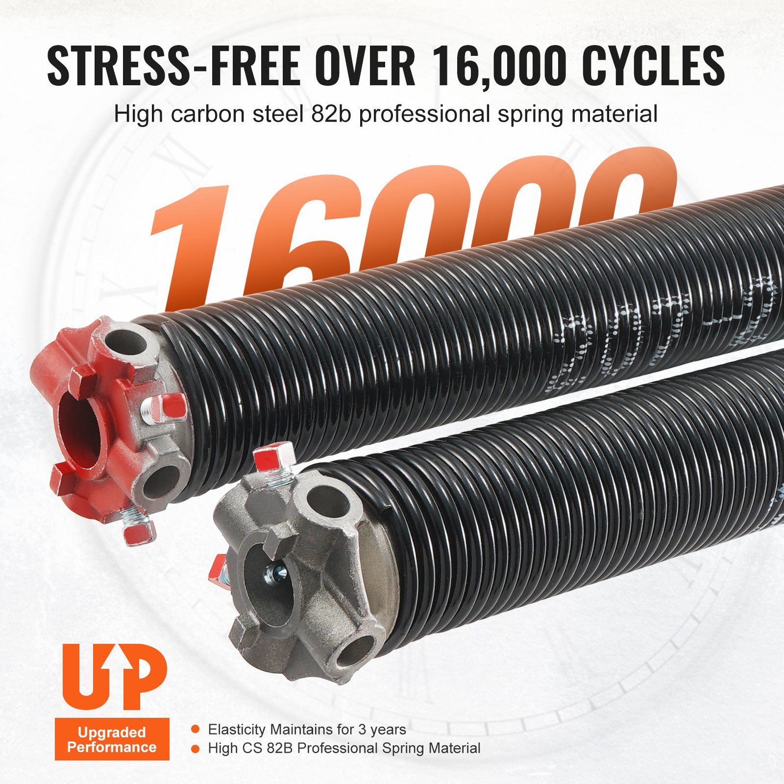Hard Cycle Spring VEVOR Garage Door Torsion Springs, Pair of 0.207 x 2 x 22inch, 16000 ...