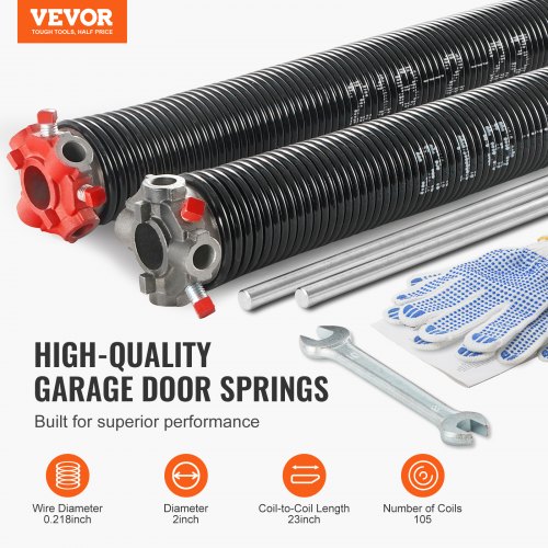 VEVOR Garage Door Torsion Springs, Pair of 0.218 x 2 x