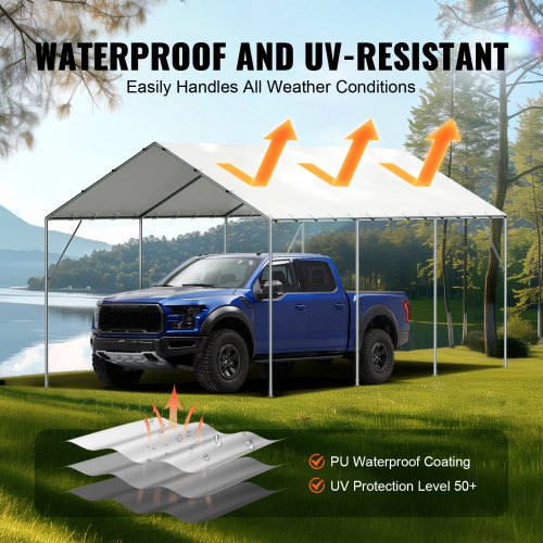 VEVOR 10 x 20 ft Carport Replacement Canopy Cover, Garage