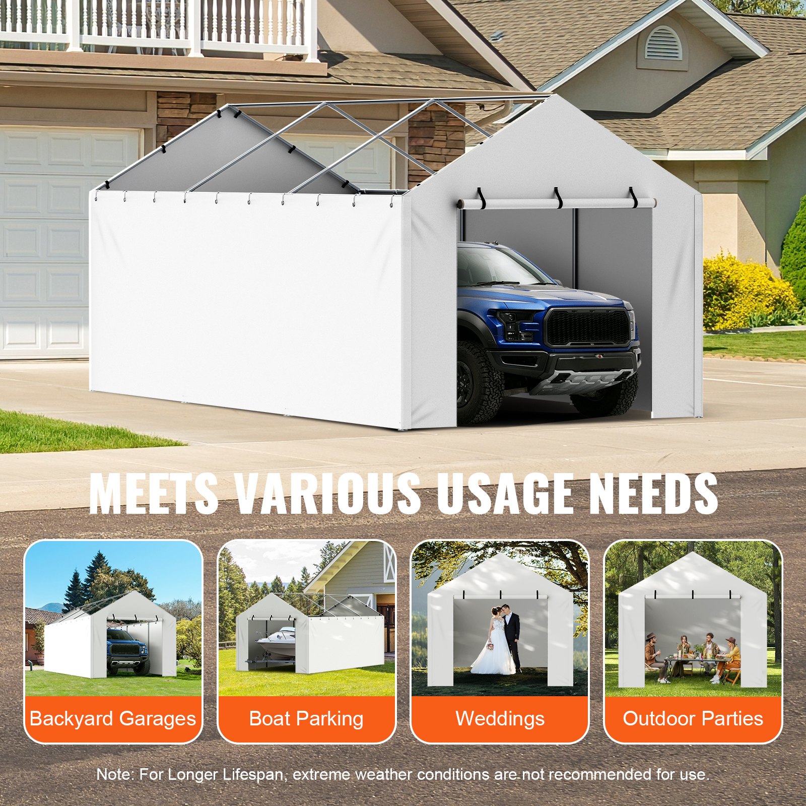 VEVOR Carport Replacement Canopy Cover Side Wall 10 x 20 ft, Garage ...