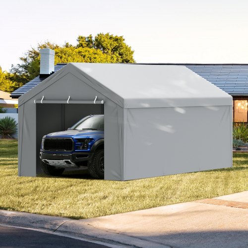 VEVOR Carport Replacement Canopy Cover Top Side Wall 10 x 20 ft Garage Tent Shelter Tarp Heavy Duty Waterproof UV Protected Easy Installation with Ball Bungees White Frame Not Included VEVOR US