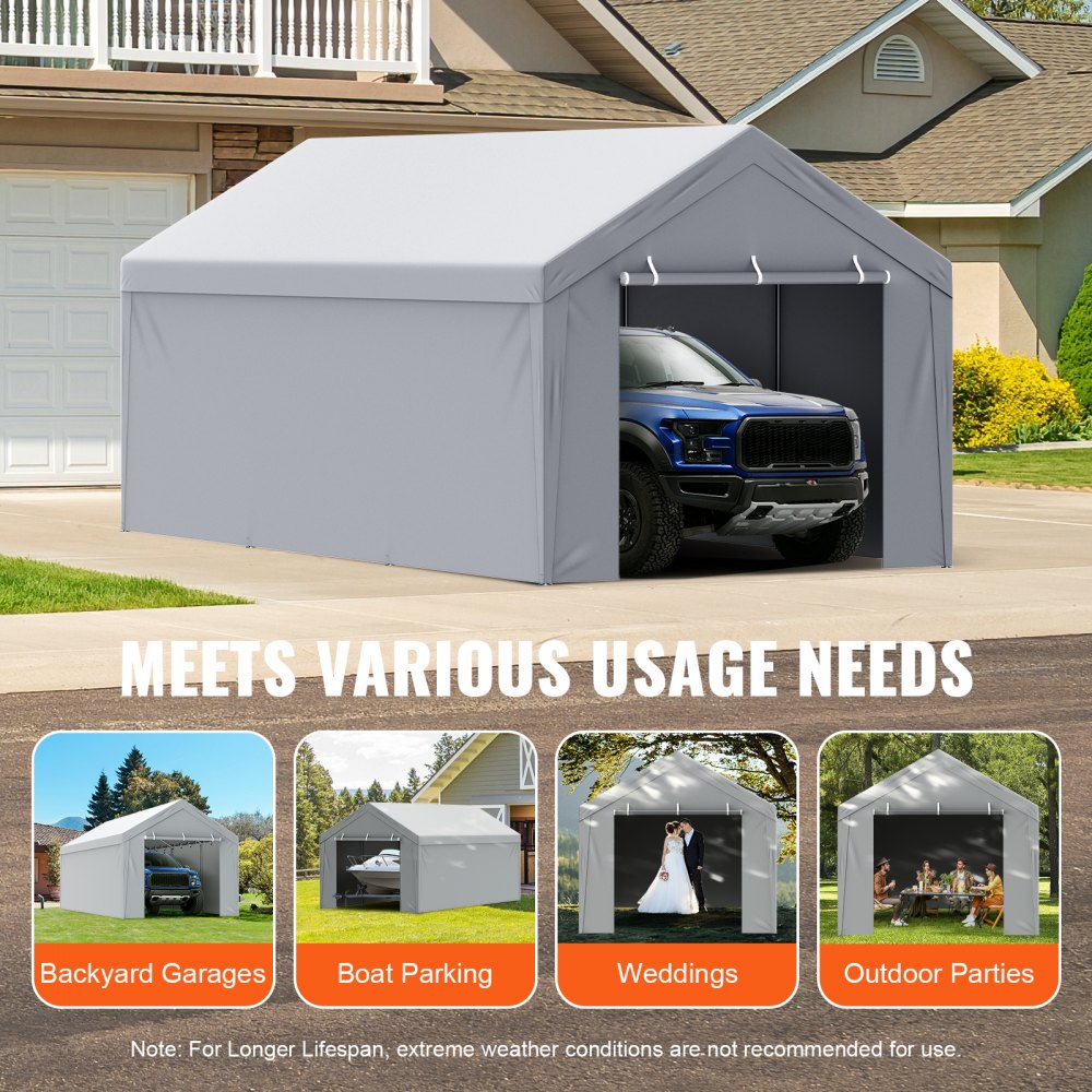 VEVOR Carport Replacement Canopy Cover Top Side Wall 10 X 20 Ft vevor-carport-replacement-canopy-cover-top-side-wall-10-x-20-ft
