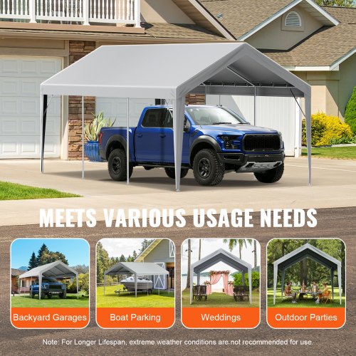 VEVOR Carport Replacement Canopy Cover 10 x 20 ft, Garage