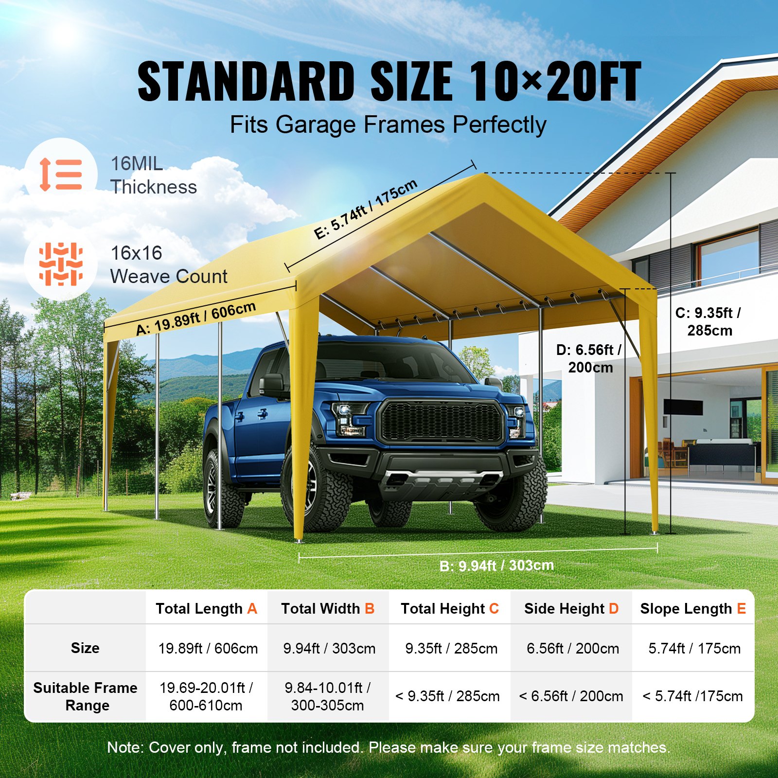 10 X 20 Ft Carport,Replacement Canopy Cover Garage Top Tent Shelter