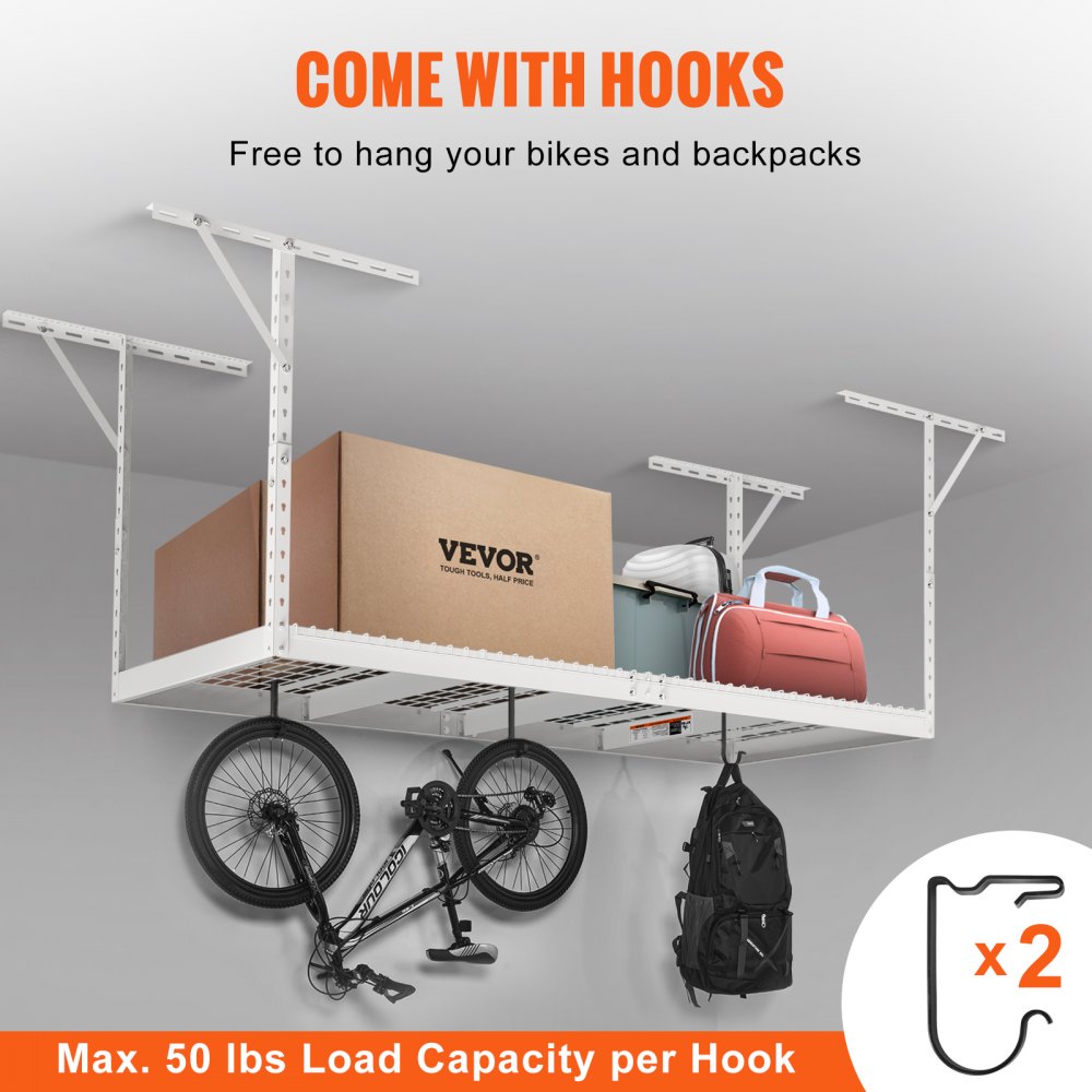 VEVOR Overhead Garage Storage Rack, 3x8 Garage Ceiling Storage Racks, Heavy Duty Adjustable Cold