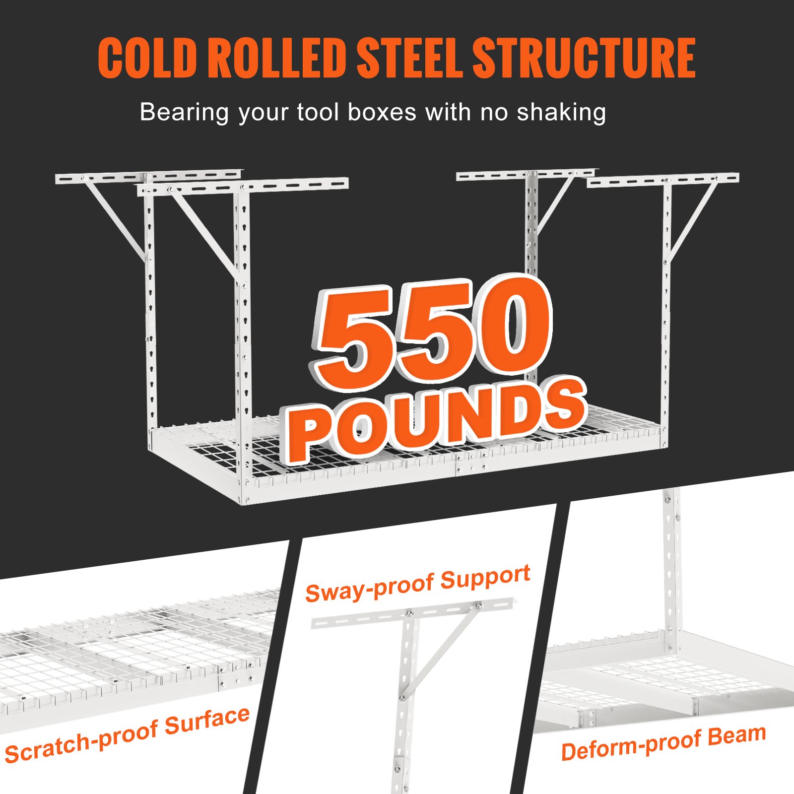 VEVOR Overhead Garage Storage Rack, 3x6 Garage Ceiling Storage Racks ...