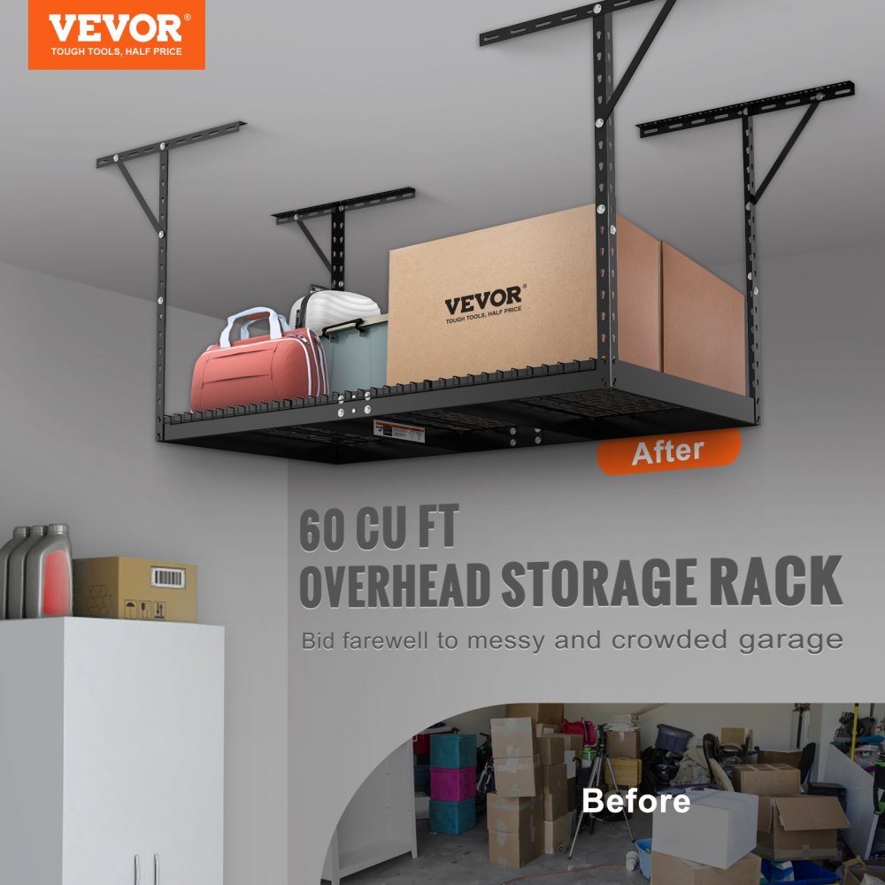 VEVOR Overhead Garage Storage Rack, 3x6 Garage Ceiling Storage Racks ...