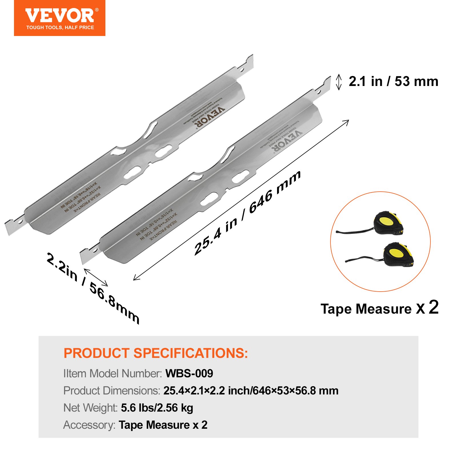 VEVOR Wheel Alignment Tool, 2-Pack Toe Alignment Toe Plates, Stainless ...