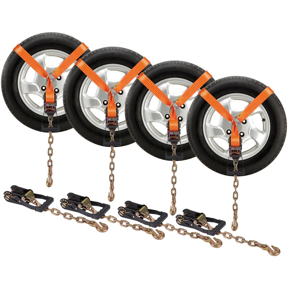RuggedTow 8-Pack Ratchet Tie-Down Straps – 8ft X 2in, 3,000 Lbs Load Limit, Blue
