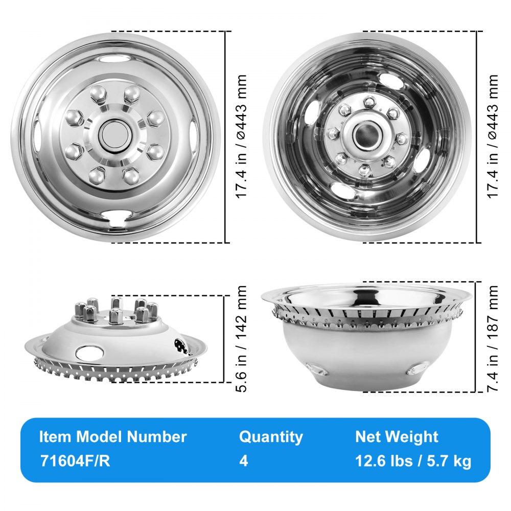 VEVOR 16-inch Wheel Simulators, 304 Stainless Steel Wheel Simulator Kit ...