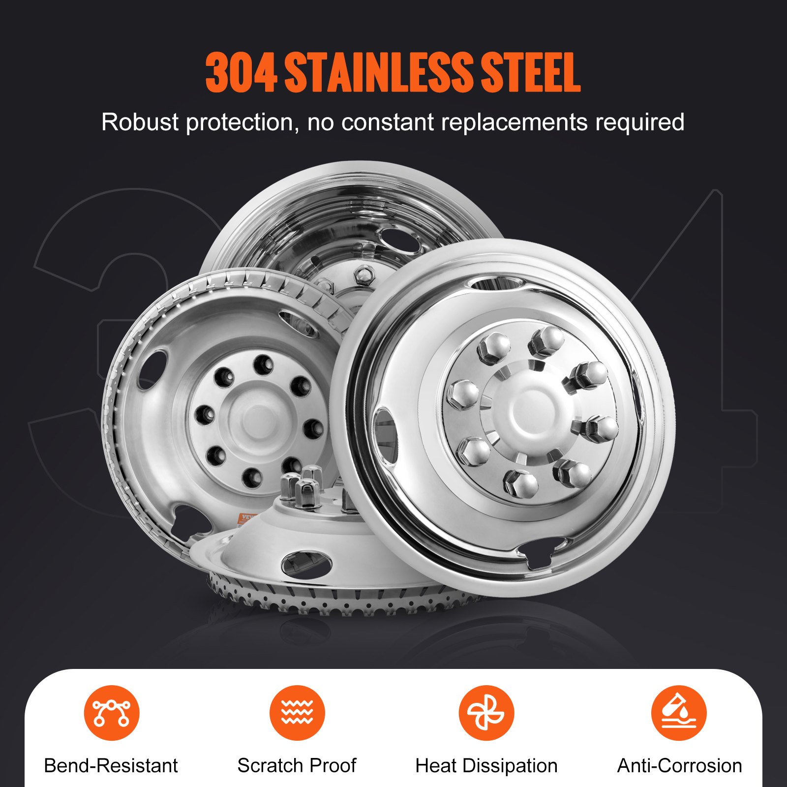 VEVOR 16-inch Wheel Simulators, 304 Stainless Steel Wheel Simulator Kit ...