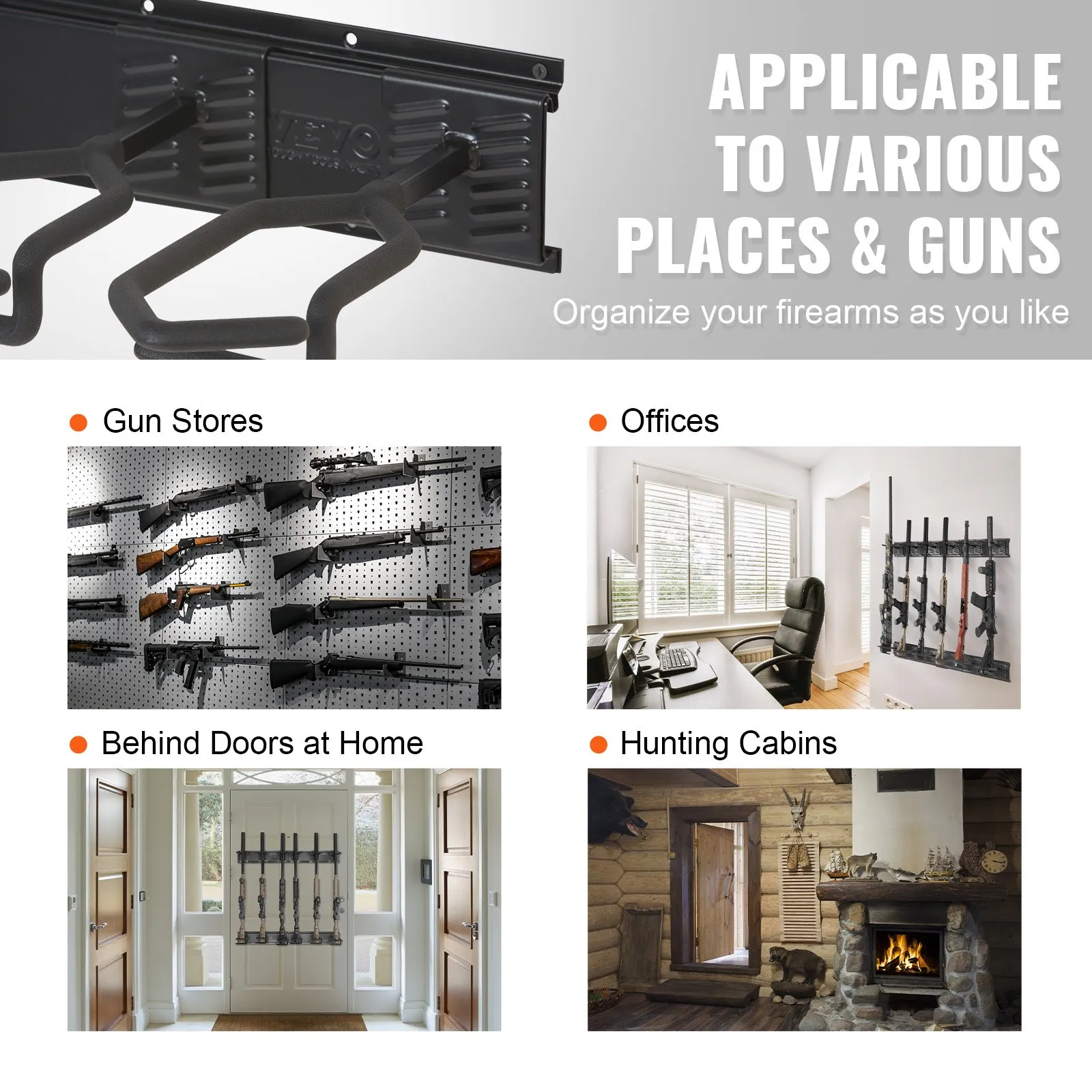 VEVOR Gun Rack, Indoor Gun Rack Wall Mount, 6-Slot Vertical Rifle ...