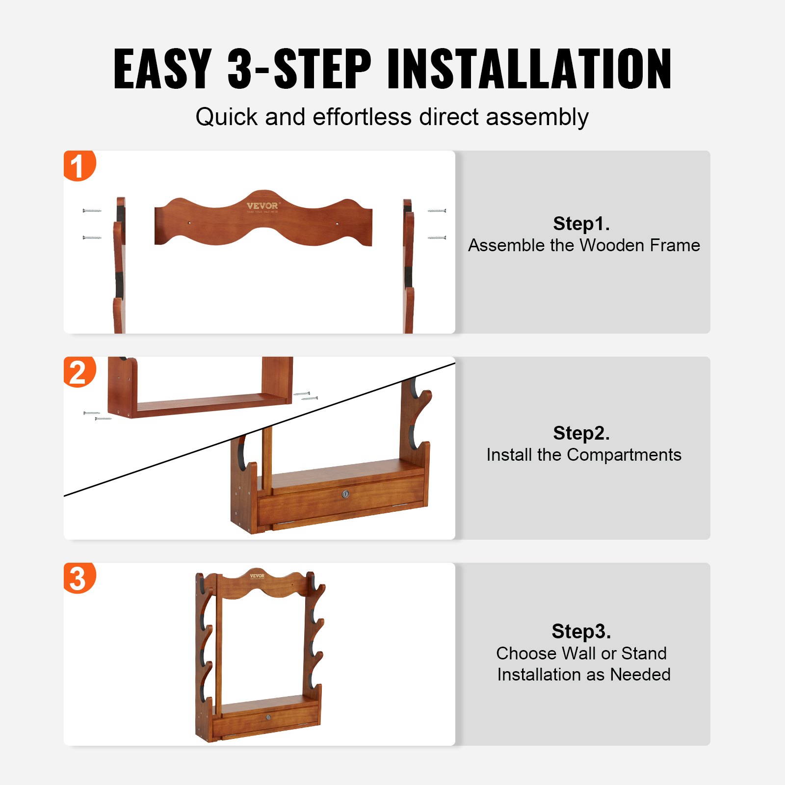 VEVOR Gun Rack 4-Slot Wood Gun Rack Wall Mount Gun Display Rack holds 4 ...