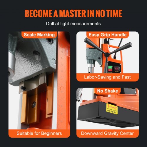 1450W Magnetic Drill Press – 1.57 Inch Max Boring Diameter, 13000N Magnetic Force, 820RPM, Portable Industrial Grade Mag Drill For Steel & Metal Work
