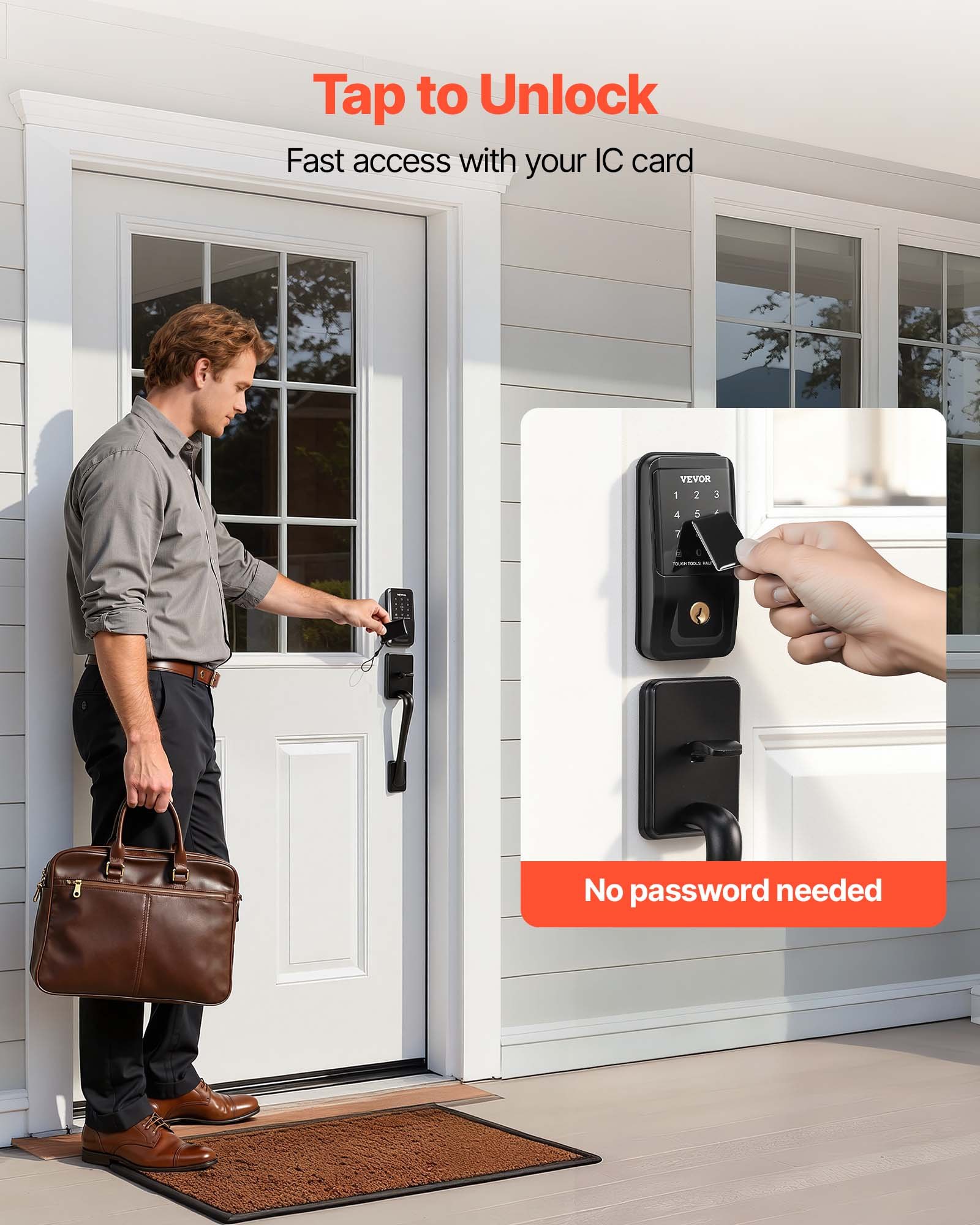 VEVOR Keyless Entry Door Lock with Handle Set, Touchpad Electronic ...