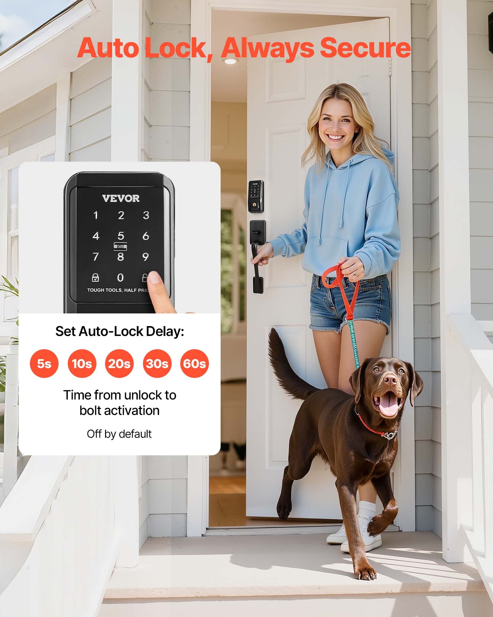 VEVOR Keyless Entry Door Lock with Handle Set, Touchpad Electronic ...