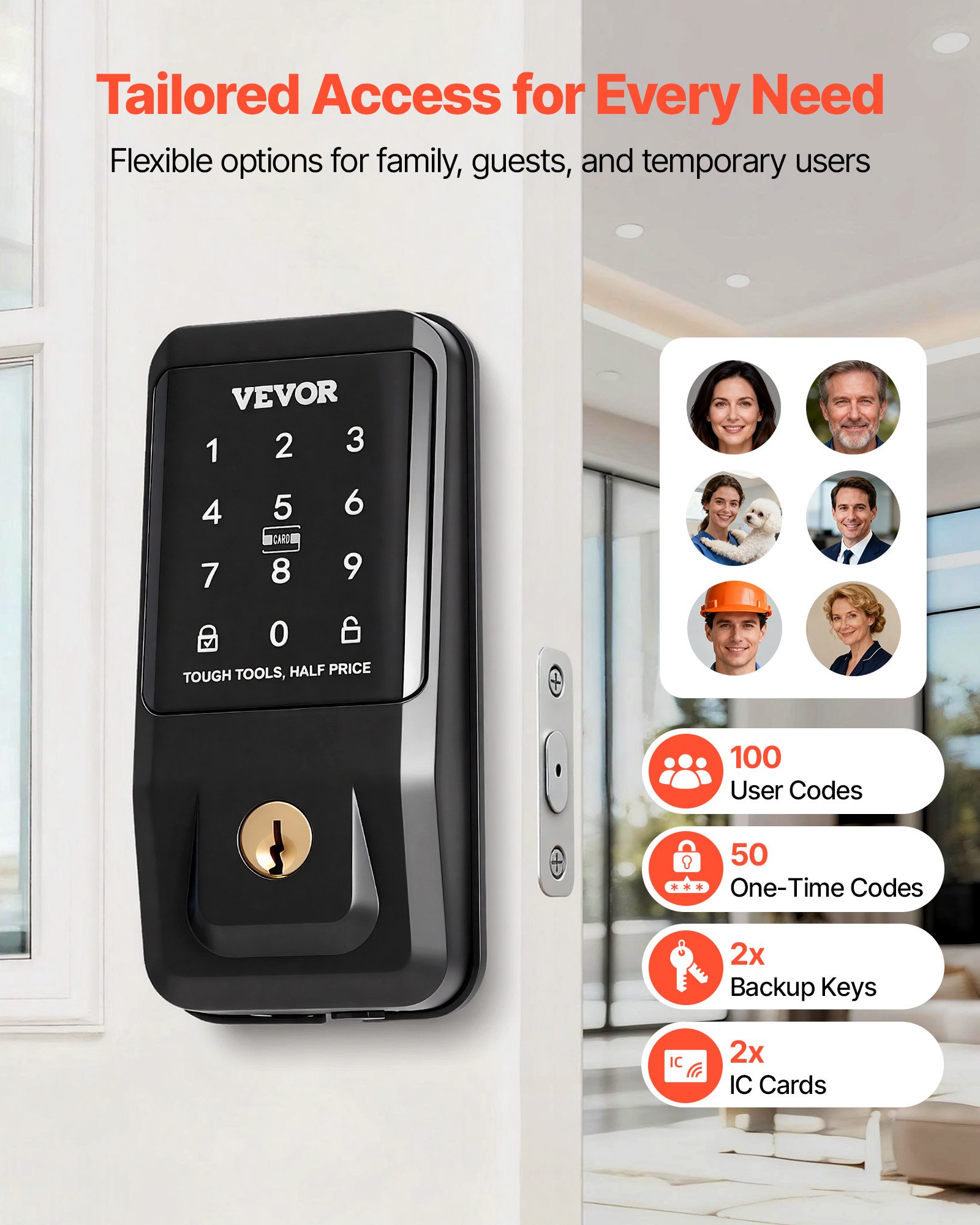 Ic Lock System VEVOR Keyless Entry Door Lock, Touchpad Electronic Deadbolt with IC ...
