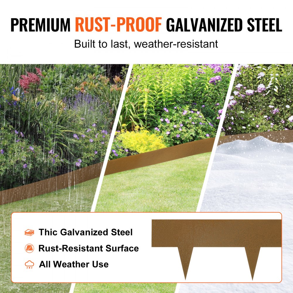 Metal Edger VEVOR Steel Landscape Edging, 10-pack Steel Garden Edging Borders, 39.6 ...