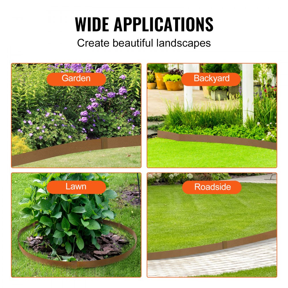 VEVOR Steel Landscape Edging, 10-pack Steel Garden Edging Borders, 39.6 ...