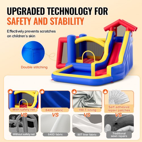 Indoor Outdoor Inflatable Play Set Qaba Kids Bounce House With Slide ...