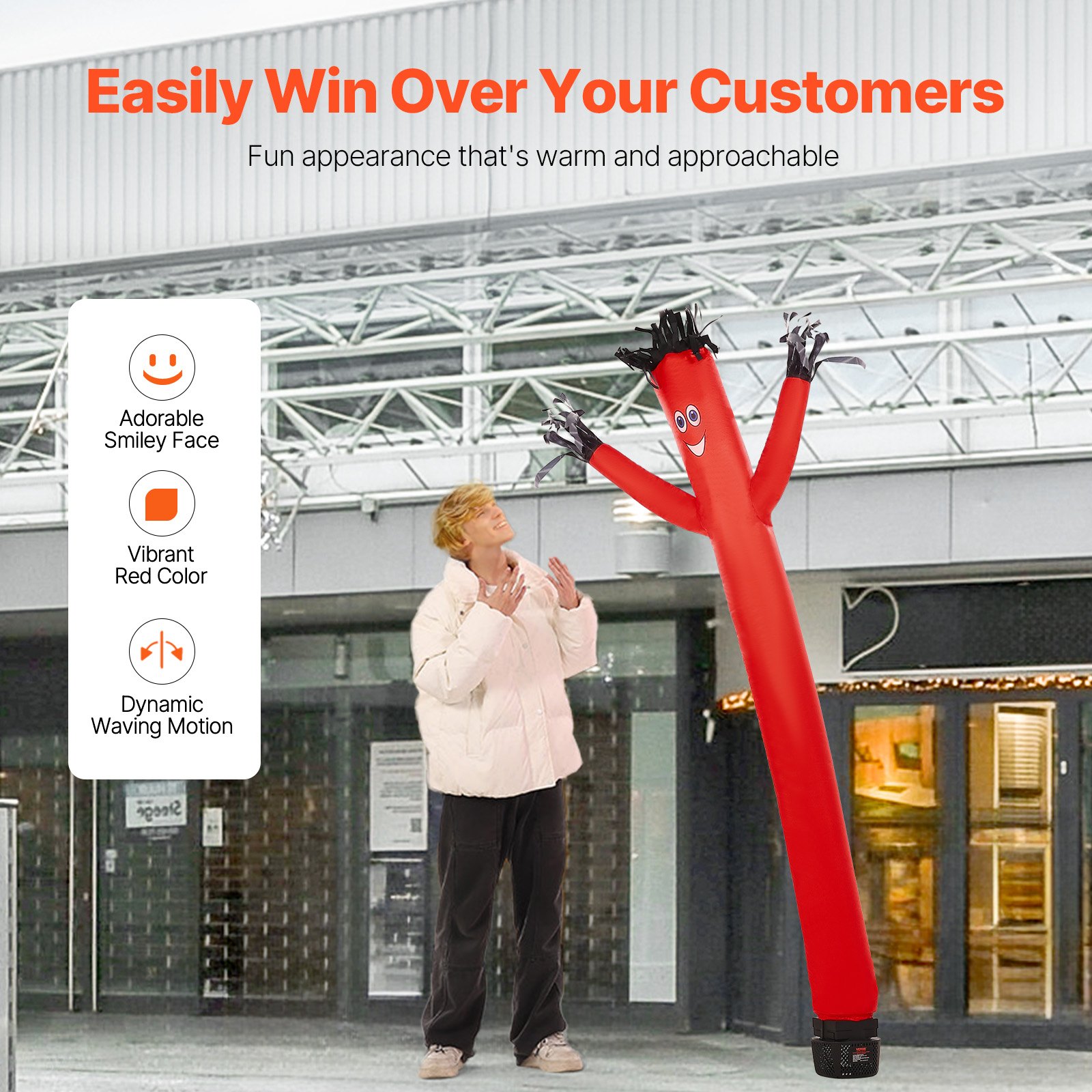 VEVOR 6ft Wacky Waving Inflatable Tube Man With 1/15 HP Blower Fan